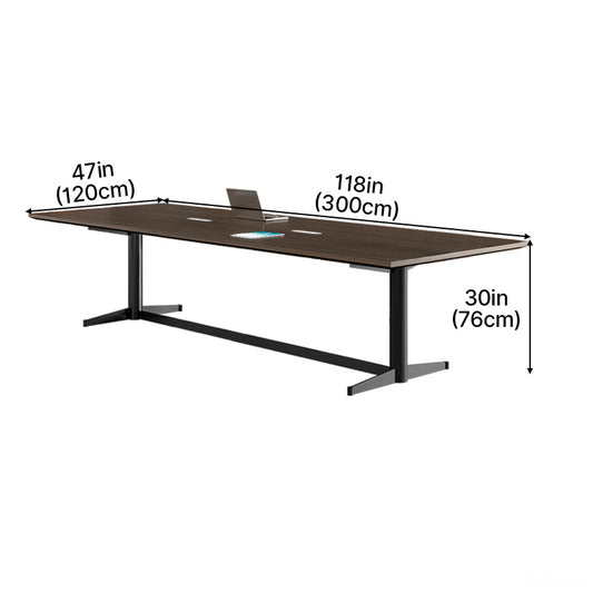 Extended 118-inch Conference Table with Integrated Power Outlet Box for Seamless Team Collaboration