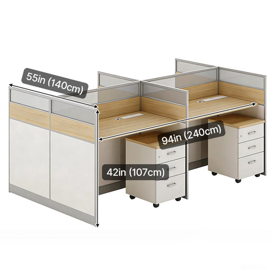 Modern 94" 4-Person Partition Office Desk with Multi-Functional Cable Grommet for Employees