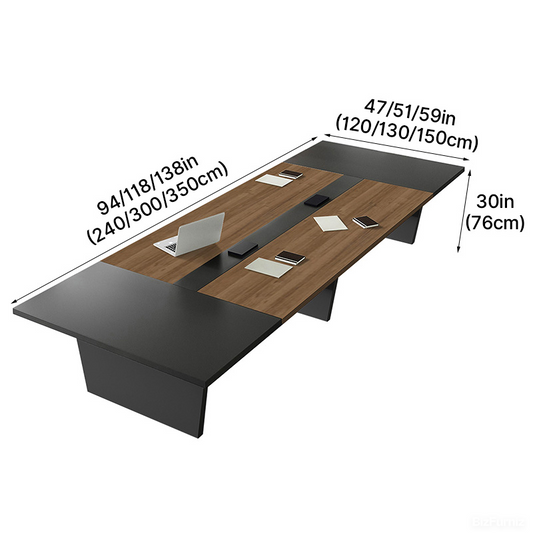 Modern Two-Tone Conference Table with Spacious Desktop, Integrated Cable Box & Sturdy Steel Legs for Meeting Rooms