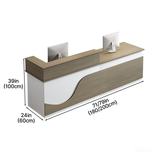 Sleek Modern Reception Desk with Cable Management and Storage for Office Lobbies