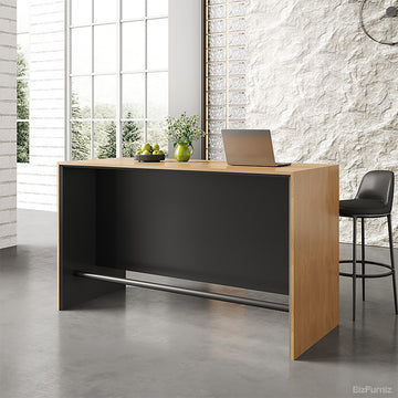 71" L Contemporary Reception Desk with Durable Wood, Oval Power Hub and Professional Lobby Presence product view 2