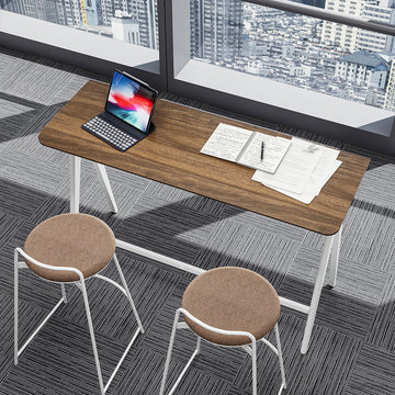 Modern High Standing Desk with Stools, Overhead View