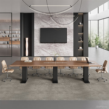 142-inch Rectangular Conference Table for 10-14 People with Built-in Cable Box for Meetings and Collaboration product view 9