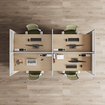94" 4-Person Office Workstation, Multi-Functional Power Hub & Storage Cabinet photo 2