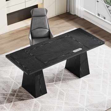 63” Minimalist Wood Office Desk with Power Outlet for Workspaces/Home Offices product view 2