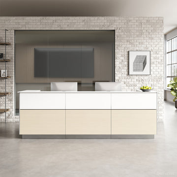 126" L Modern Reception Desk with Power Hub and Hidden Side Storage for Lobbies and Executive Reception Areas product view 6