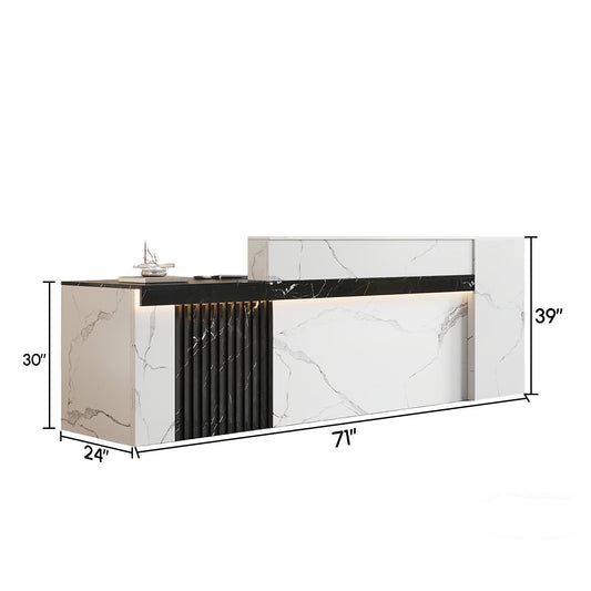 Modern Reception Desk with Counter Cable Management for Offices, Lobbies & Stores