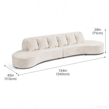 134" Upholstered Crescent Sofa with Solid Wood Frame for 5-6 People product view 2