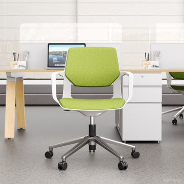White and Lime Office Chair - Contemporary Ergonomics for the Modern Workspace product view 2