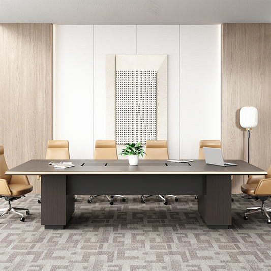 Spacious Conference Table with Smooth Edges, Integrated Cable Box & Stable Legs for Meeting Rooms, Executive Offices & Coworking Spaces