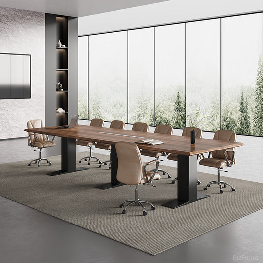 142-inch Rectangular Conference Table for 10-14 People with Built-in Cable Box for Meetings and Collaboration