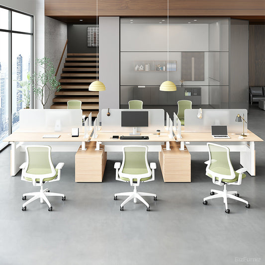 Versatile Height-Adjustable Office Desk with Cable Management for Team Offices