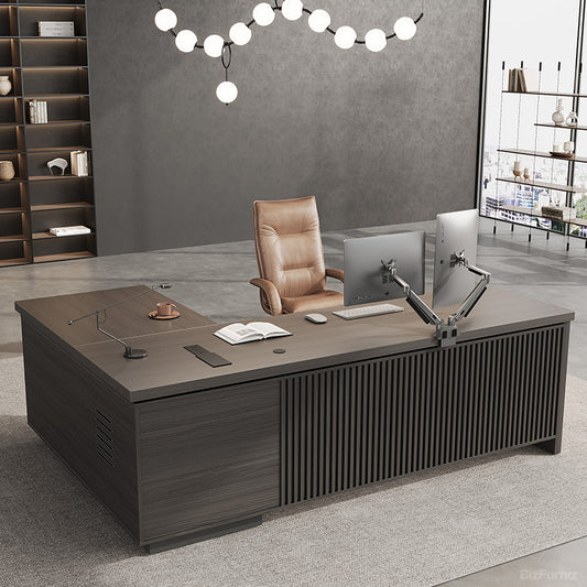 79" L Functional Executive Desk with Cable Management for Business Workspaces