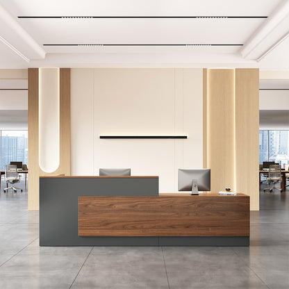 Modern Reception Desk with Counter, Cable Grommet and Cabinets product view 22