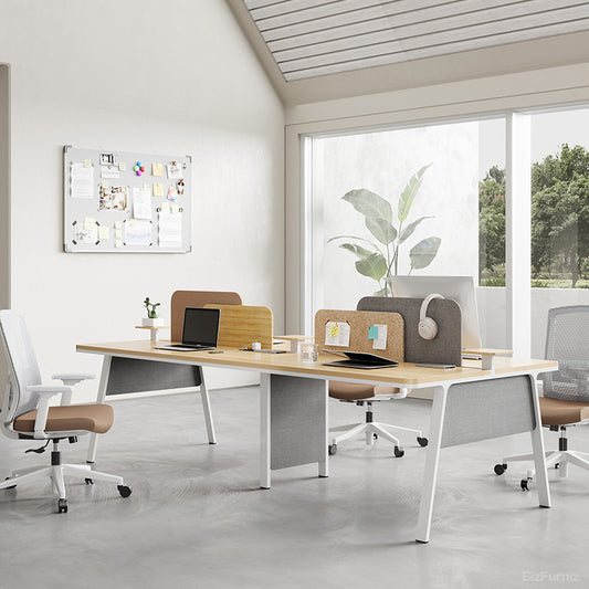 Modern 110-inch Office Desk with Fabric Panels and Cable Management for Offices and Studios