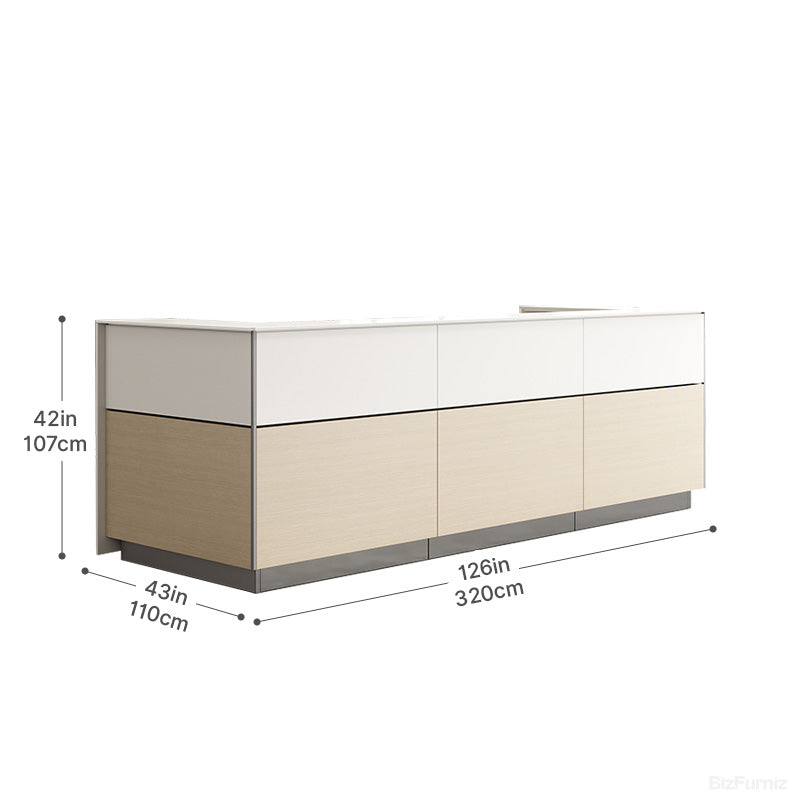 126" L Modern Reception Desk with Power Hub and Hidden Side Storage for Lobbies and Executive Reception Areas product view 8