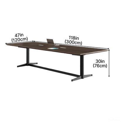 Extended 118-inch Conference Table with Integrated Power Outlet Box for Seamless Team Collaboration product view 2