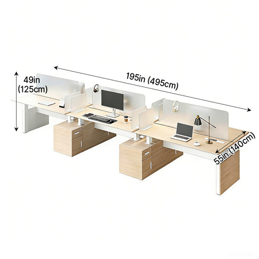 Versatile Height-Adjustable Office Desk with Cable Management for Team Offices