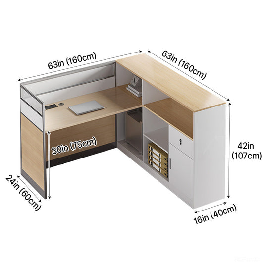 63" L Modern Office Desk with Cable Management and Storage Cabinets for Open, Corporate, Home, and Coworking Spaces