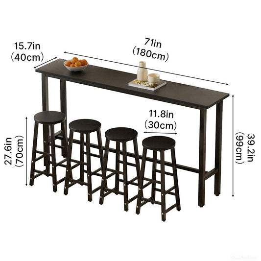 Modern 5-Piece Industrial Bar Table Set for Kitchen, Living Room & Small Spaces