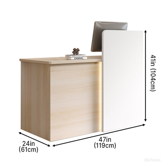 Modern Small Reception Desk with LED Lights for Offices, Salons & Boutiques