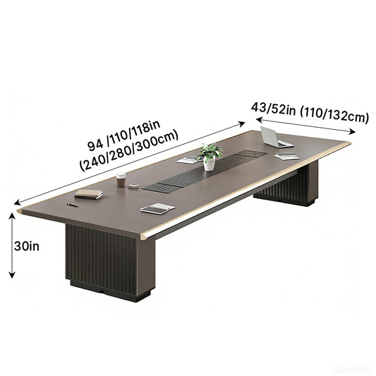 Spacious Conference Table with Smooth Edges, Integrated Cable Box & Stable Legs for Meeting Rooms, Executive Offices & Coworking Spaces
