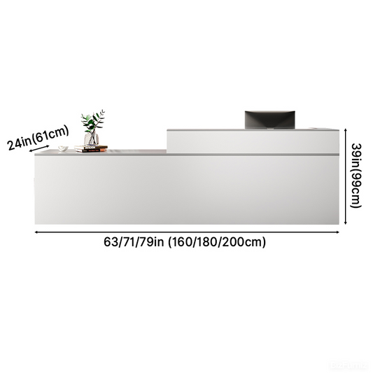 Sleek Reception Desk with Storage & Cable Management for Offices and Clinics