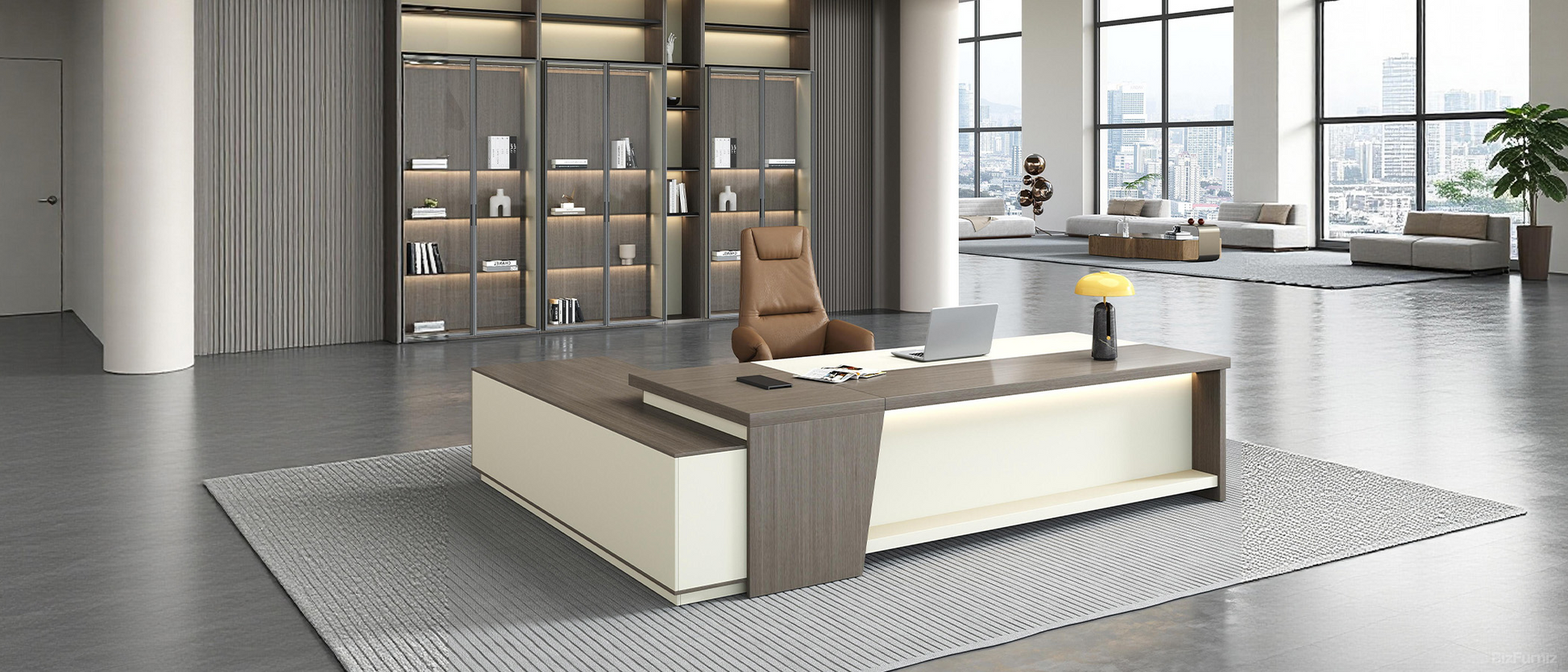 Modern Office Workspace with Executive Desk