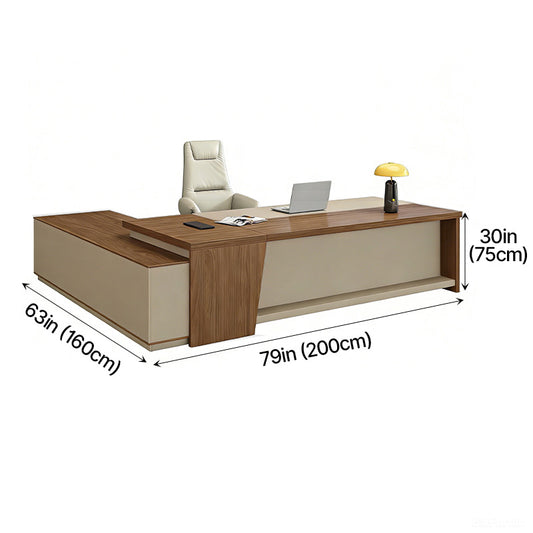 79”/87”/94” L L-shaped Executive Desk with Cable & Charging Box for Executive, Corporate, or Home Offices