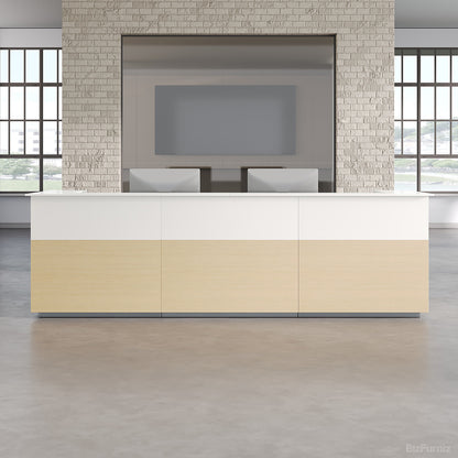 126" L Modern Reception Desk with Power Hub & Hidden Side Storage for Lobbies and Executive Reception Areas