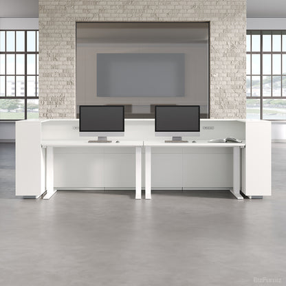 126" L Modern Reception Desk with Power Hub & Hidden Side Storage for Lobbies and Executive Reception Areas