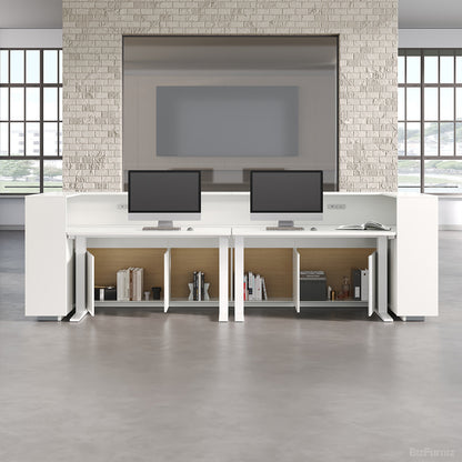 126" L Modern Reception Desk with Power Hub & Hidden Side Storage for Lobbies and Executive Reception Areas