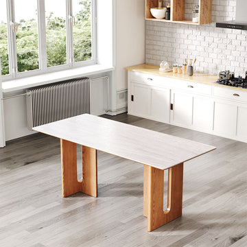 4-Person Dining Table with Sintered Stone Top & Wooden Frame