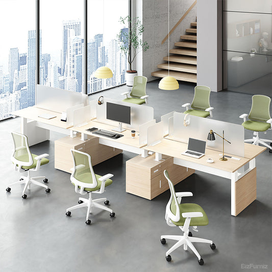 Versatile Height-Adjustable Office Desk with Cable Management for Team Offices