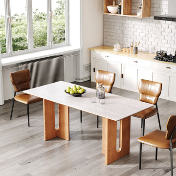 4-Person Dining Table with Sintered Stone Top & Wooden Frame