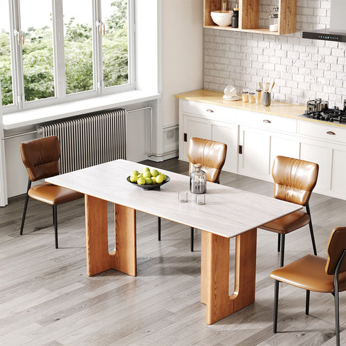 4-Person Dining Table with Sintered Stone Top & Wooden Frame