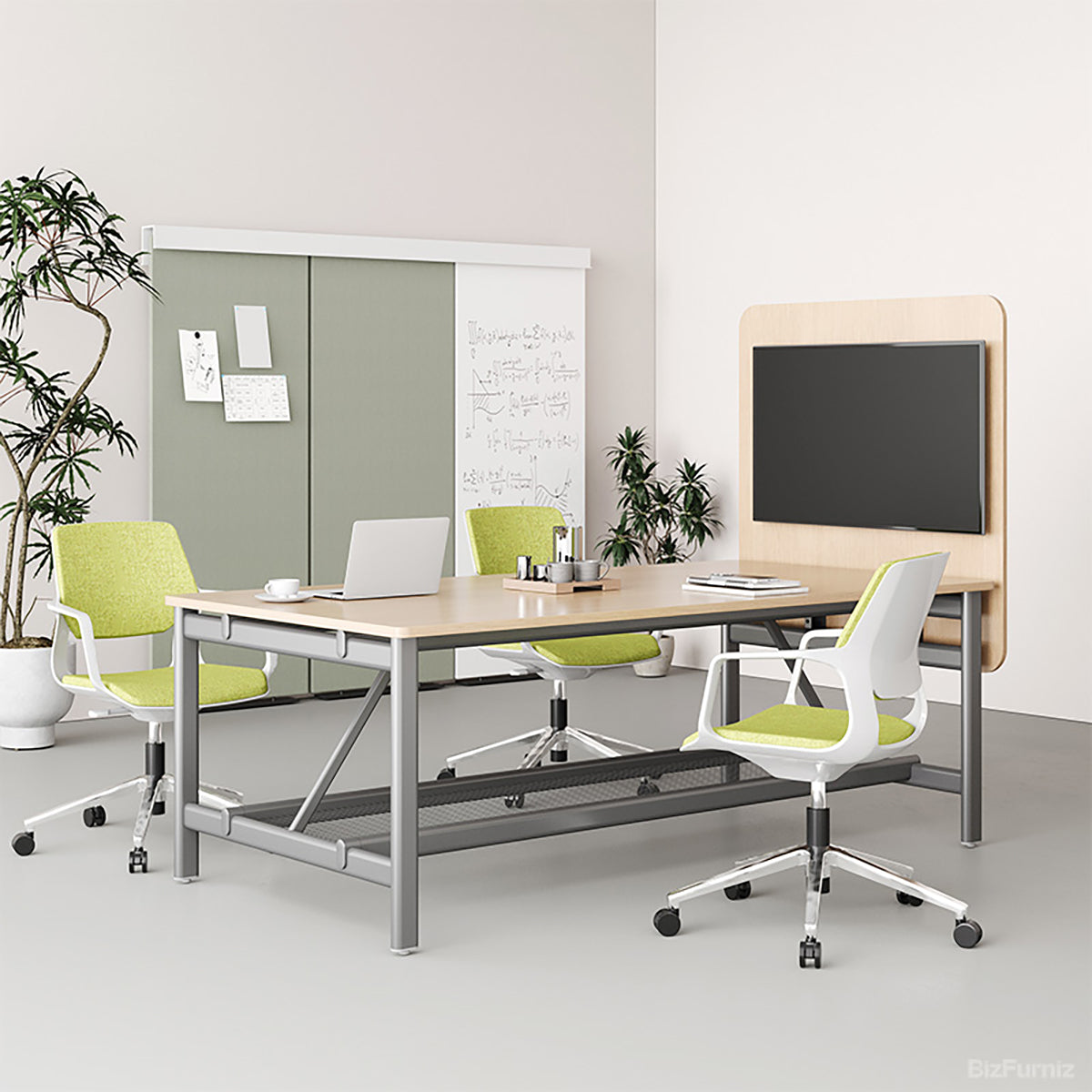 78"L Conference Table | Seats 4–6 | Heavy-duty Structure | Mesh Storage | Ideal for Conference Rooms product view 2