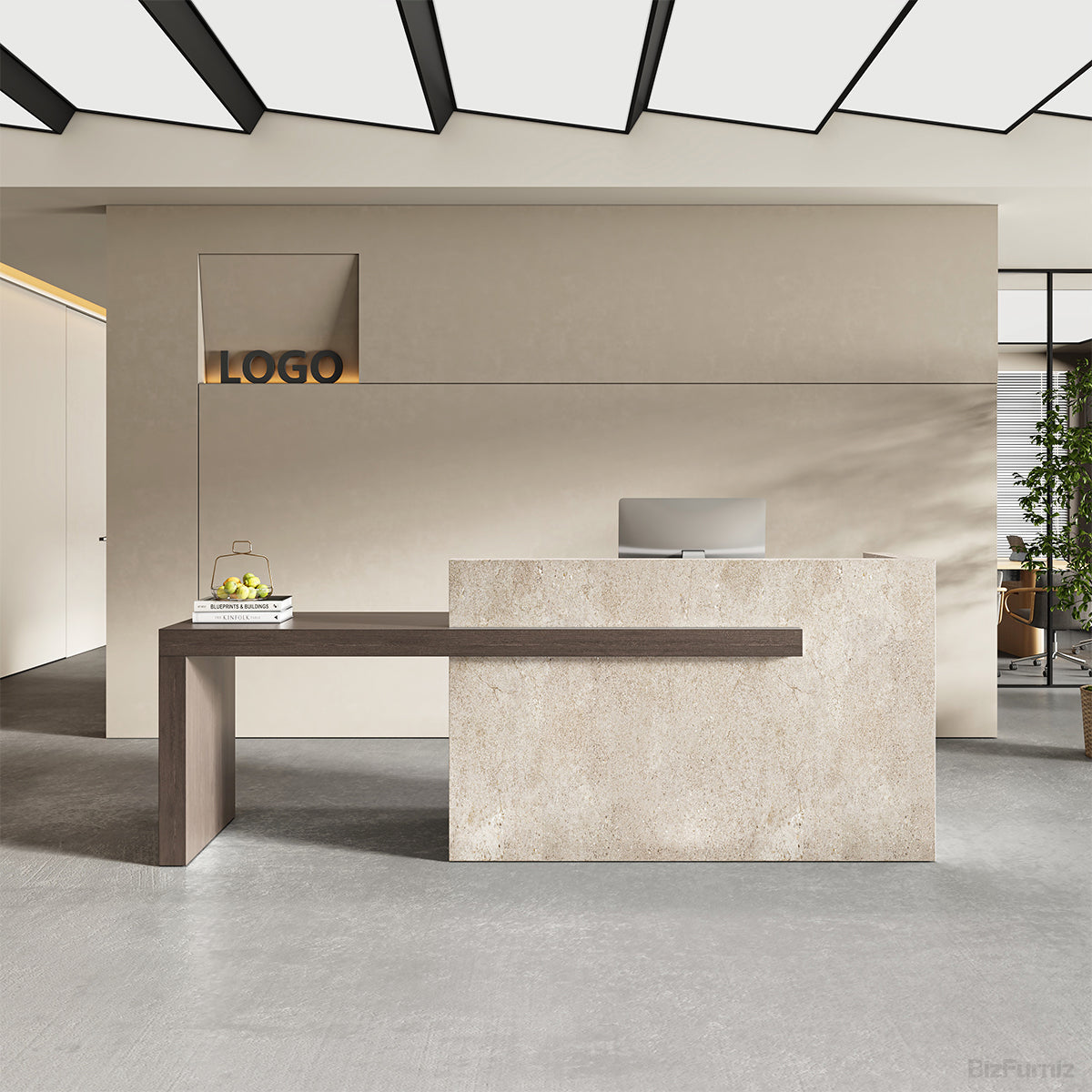 108” Reception Desk with Counter, Drawers, File Hangers & Built-in Power Hub product photo 3