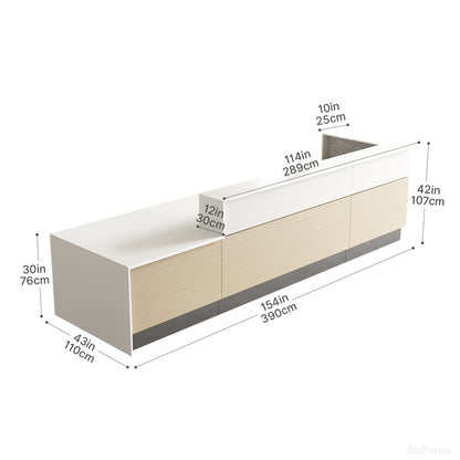 154"L Professional Reception Desk with Sturdy Build and Integrated Power Hub for Modern Lobbies and Offices product view 5