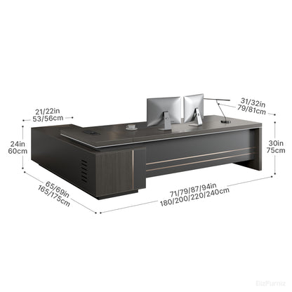 Reversible L-shaped Executive Desk with Dual USB Ports and AC Outlet product view 8