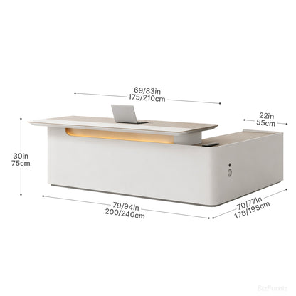 Executive Desk with Cable Management, LED Lighting and Left Return product view 8