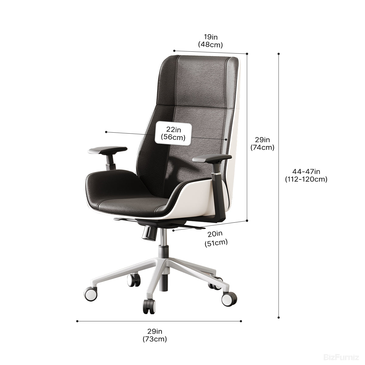 High-Back Executive Office Chair with Ergonomic Reclining Design, 360° Rotation, and Smooth Casters product photo 2