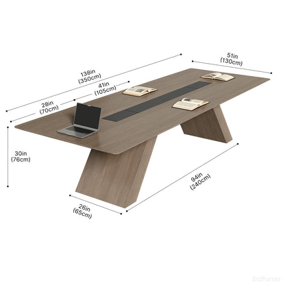 138" Conference Table with Dual Power Hub and Thickened Desktop for 10-14 People product photo 2