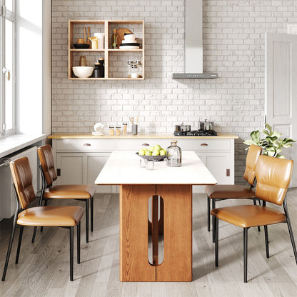 4-Person Dining Table with Sintered Stone Top & Wooden Frame