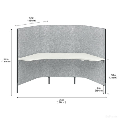 Single Felt Office Workstation with Dimensions