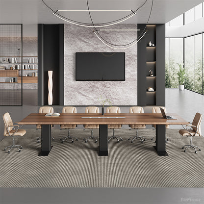 142-inch Rectangular Conference Table for 10-14 People with Built-in Cable Box for Meetings and Collaboration product view 9
