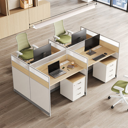 Modern 94" 4-Person Partition Office Desk with Multi-Functional Cable Grommet for Employees