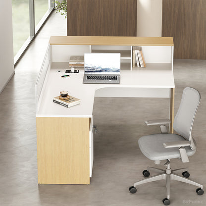 47" L-shaped Office Desk with Cable Management and Lockable Drawer for modern office workspace