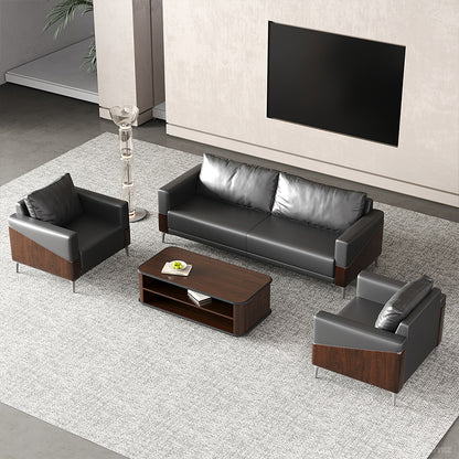 47" Dark Walnut Coffee Table with Dual-Tier Storage Shelves for Office Reception Areas and Living Rooms product view 9