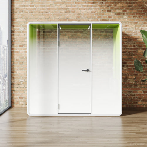 2-Person Office Acoustic Booth with Frosted Glass, Fan, Outlet & Seating product photo